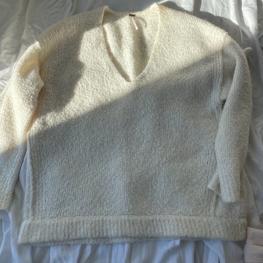 Free People Oversized Alpaca Blend Cream Sweater Large